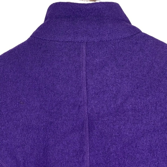 Talbots Boiled Wool Utility Jacket Medium Purple Stand Collar Button Up Stretch - Picture 8 of 11